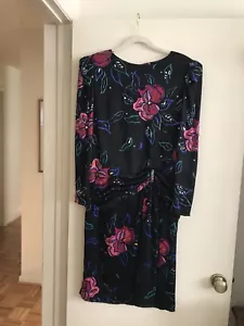 Stunning Vintage Silk Beaded Dress Francesca of Damon 100% Silk Size 12 - Picture 1 of 4