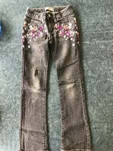 Route 66 Mädchen Jeans, Blumen, schwarz, Größe 10 - Bild 1 von 2