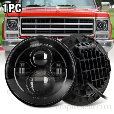 Faro LED redondo negro de 7 pulgadas haz alto-bajo para camioneta Chevy C10 C20 G10 G20 Nova Foto 1 de 4