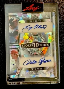 2025 Leaf Sports Heroes Pete Rose Tony Oliva Dual Auto Cracked Ice /15!!🔥💎🤩 - Bild 1 von 2