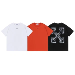 OFFS new OW rendering arrow pattern round neck pullover short sleeve WHITES - Picture 1 of 18