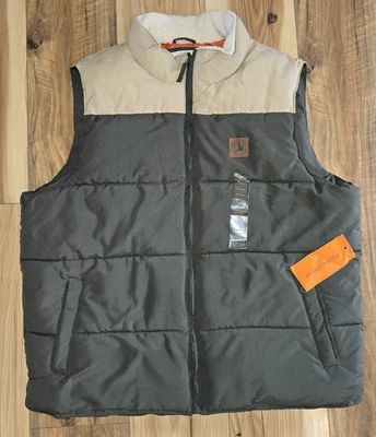 Field & Stream Puffer Vest Mens Olive Green & Tan Size XL Full Zip NWT - Image 1 of 4