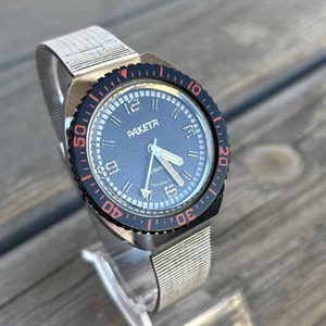 Vintage Soviet mens watch Raketa Amphibian Hibrid movement 3056 Black USSR 80s - Picture 1 of 13