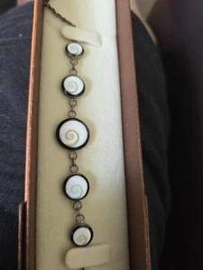 Armband 925 Sterling Silber 3 Etagen weißer Schneckenstein  - Bild 1 von 3
