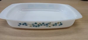 PLATO HORNO RECTANGULAR VINTAGE ARCOPAL VIDRIO BLANCO FLORAL ESTILO PYREX - Imagen 1 de 4