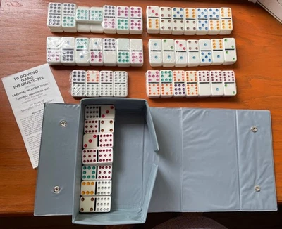 '96 NOB Deluxe Jumbo Color Dot Cardinal 91 Tile Double 12 Dominoes Game w/Case - Image 1 of 4