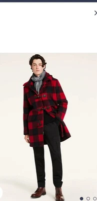 New Brooks Brothers Wool Buffalo Check Duffle Coat XL - Image 1 of 4