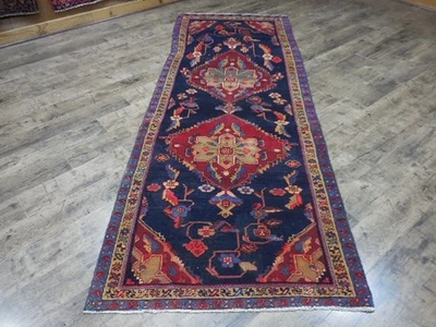 Vintage TurkishHand Made Geometric Anatolian Tribal Turkish Rug 3.5x9.2 Ft - Image 1 of 4