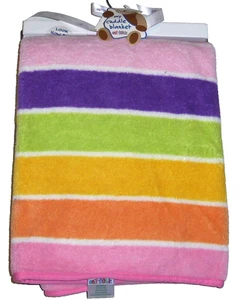 NEW Okie Dokie Stripe Baby Blanket Pink Purple Yellow Green Orange 36x43" - Picture 1 of 1