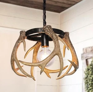 Rustic 4-Antler Chandelier Farmhouse Pendant Light, Adjustable Height Fixture - Bild 1 von 6