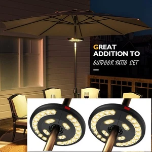 2pc Patio Umbrella Parasol Lights 28led USB Rechargeable Camping Lamps Outdoor - Picture 1 of 13