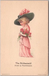 1910s Artist-Signed TWELVETREES Postcard "THE BRIDESMAID Sweet as Peach Blossom" - Picture 1 of 2
