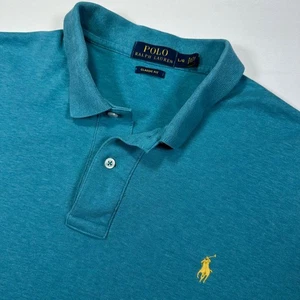 Polo Ralph Lauren Poloshirt Herren Large Classic Fit Blau Golf Gelb Pony - Bild 1 von 6