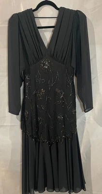 Vestido de cóctel vintage Casadei negro multicolor con cuentas  Foto 1 de 4