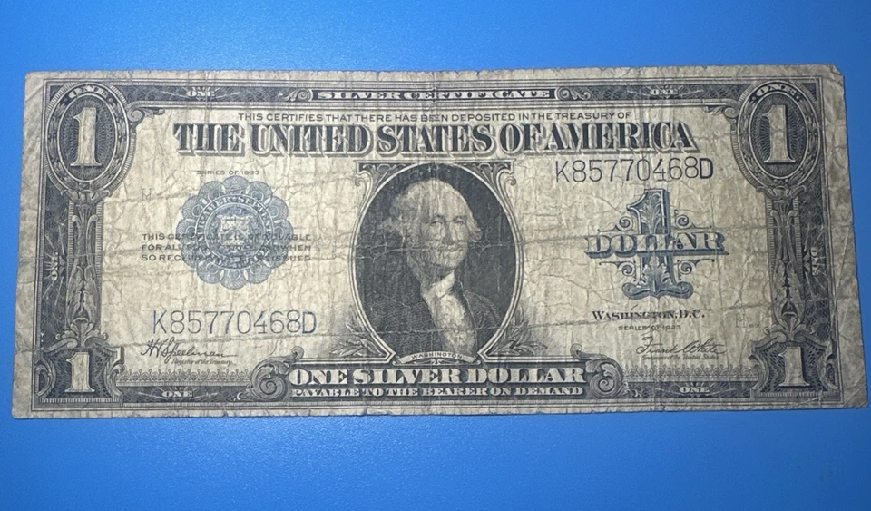 1923 US $1 Silver Certificate Large Note~ Horse Blanket 💥 K85770468D 💥 - Image 1 of 2
