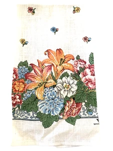 Winterthur Museum STEVENS Leinen Geschirrtuch Floral 16 x 26 signiert in Stoff - Bild 1 von 6