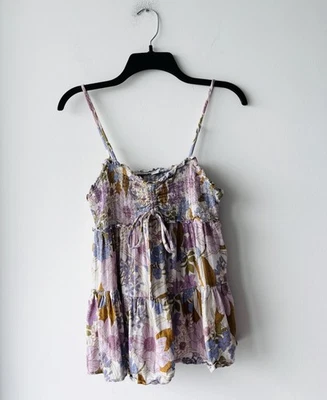 Топ безрукавка American Eagle цветочный со сборками многоцветная кукла женская XS богемное хиппи - Изображение 1 из 4