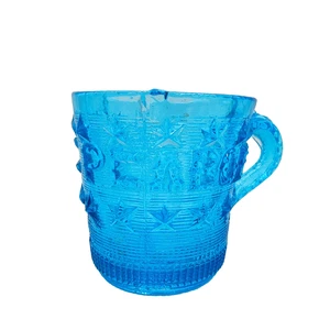 1869 English Pressed Glass Henry Greener-Wear George Peabody Mug Blue RARE - Picture 1 of 21