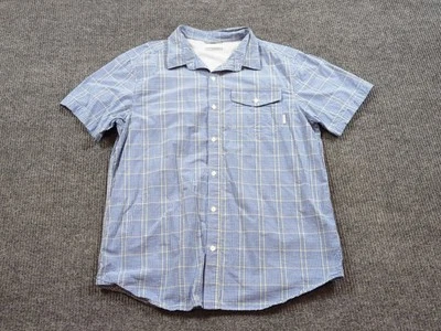 Camisa Columbia Para Hombre Grande Azul Manga Corta Algodón Ventilado Exterior Botones Cuadros Foto 1 de 4