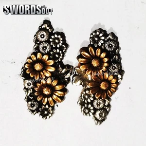 Brave to perseguir girasol plata chapado en oro latón menuki para espada japonesa - Imagen 1 de 1