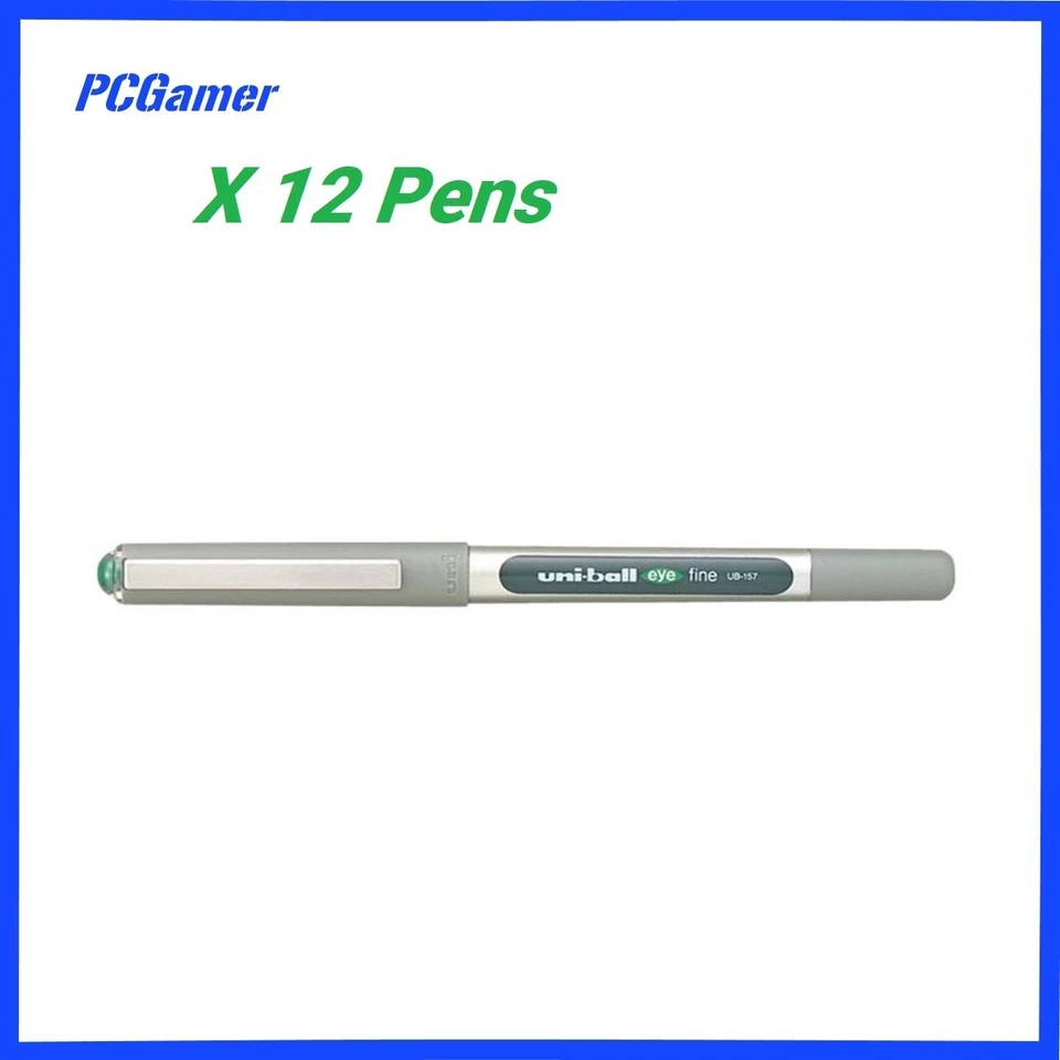 12 x Uni-ball Eye Pigment Ink Roller Ball Pen Green 0.7mm Fine UB-157 - image 1 of 1
