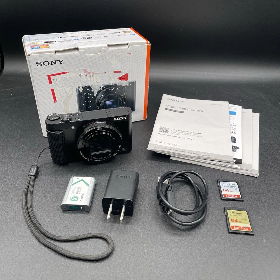 Sony Cyber Shot DSC HX80 Digital Camera Bundle -WiFi- 18.2MP: Tested & Working! - Image 1 of 4