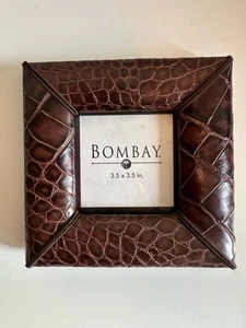 Bombay Company Vintage Leder Bild Fame 3,5" sq Safari Afrika Gepard Dekor - Bild 1 von 4