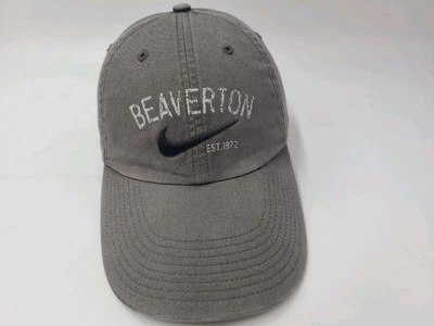 Nike Beaverton Oregon Correa Ajustable Gorra Algodón Swoosh Hombres Mujeres Gris Foto 1 de 4