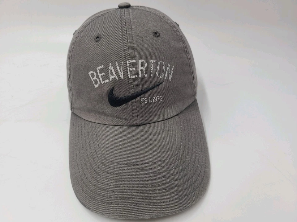 Nike Beaverton Oregon Correa Ajustable Gorra Algodón Swoosh Hombres Mujeres Gris Foto 1 de 4
