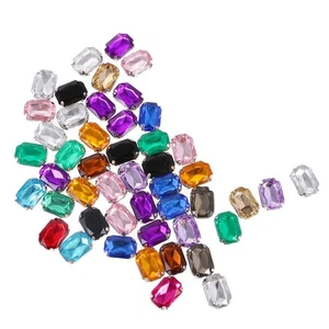 50 Pieces 10*14mm Acrylic faceted Rhinestone Buttons - Picture 1 of 7