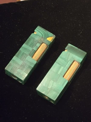 Encendedores de cigarros a cuadros de malaquita verde Rollagas  Foto 1 de 4