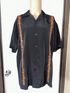 Vtg Y2K Dragonfly Clothing Company Black Embroidered Shirt Fire Men’s Sz M - Picture 1 of 7