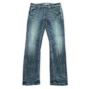 BKE Jake Straight Jeans Mens Size 32R ( 32 x 31 ) Blue Buckle Stretch Whiskered - Picture 1 of 9
