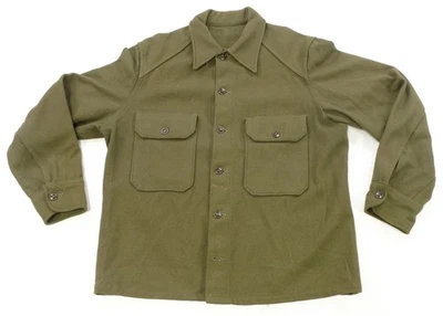 Raro De Colección Ejército de Estados Unidos Lana Botón Frontal Campo Camisa Chaqueta Chaqueta Años 60 70 Verde Foto 1 de 4