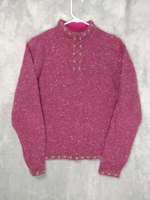 Suéter Woolrich feminino médio roxo mistura de lã 1/4 zíper pulôver - Imagem 1 de 4