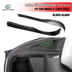 2pcs Gloss Carbon Fiber Rear Trunk Inner Panel Cover Fit For Tesla Model X 2023+ - Bild 1 von 7