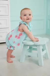 Mud Pie Baby Girls Blue Rose Pinafore Babydoll Top & Bloomer Shorts Set 0-3M - Picture 1 of 4