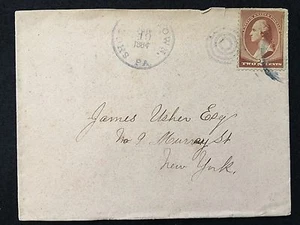1884 NEW YORK COVER WASHINGTON STAMP+FANCY "TARGET" CANCEL+SC# 21O STAMP! - Picture 1 of 2