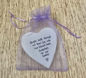Ceramic Friendship Gift Coaster "...True Friends Leave Footprints On Our Hearts" - Picture 1 of 2