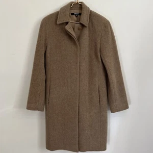 DKNY Damen Walker Mantel Wolle Alpaka Mohair Größe 10 versteckte Knöpfe camel klassisch - Bild 1 von 11