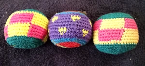 Vintage 90s Crochet Hacky Sacks Lot Of 3 Foot Game NEW Juggling Balls - Picture 1 of 3