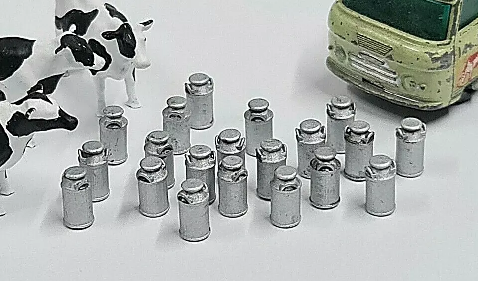 00 Gauge 1/76 Scale Milk Churns x20 for layout/diorama 3D Printed in Resin
