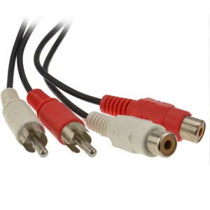 1m Twin Phono 2 RCA Audio EXTENSION Cable Lead HiFi 3ft - Afbeelding 1 van 17