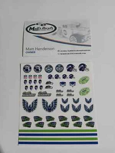 1/64 for hot wheels waterslide decals seahawks football nfl MADE IN THE USA! - Picture 1 of 1