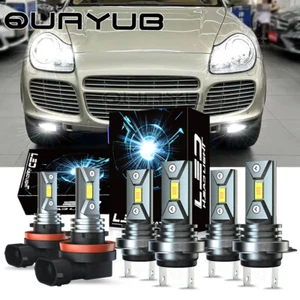 For Porsche Cayenne 2004-2014 CANBUS H7 H7 H11 LED Headlight High Low + Fog Bulb - Picture 1 of 14