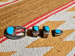ALTES INDIANER NAVAJO COWGIRL JUNGE RANGER SET STERLING GÜRTELSCHNALLE J C DELGARITO - Bild 1 von 9