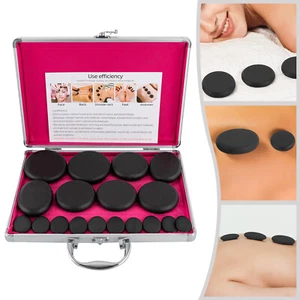 16 Pcs Hot Massage Stone Set Natural Basalt Rocks w/ Heating Box Warmer Rock Kit - Picture 1 of 9