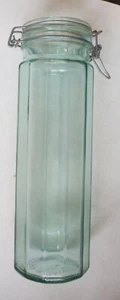 Vintage Hermetic Made in Italy Tall Pasta Jar Light Green Glass P7146 - Picture 1 of 3