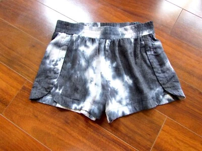 EN CREMA ~ Talla Mediana ~ TIE DYE Lino Como Tiro Alto PULL ON Pantalones Cortos de Playa a72 Foto 1 de 4