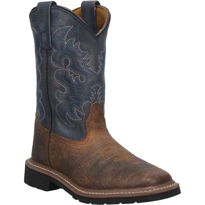 NUEVAS Botas Western Dan Post para Niños Brantley Marrón Óxido Azul DPC3938, Talla 4D Foto 1 de 4